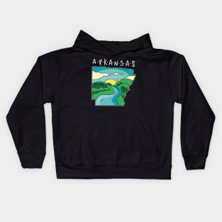 State of Arkansas Map Landscape Kids Hoodie